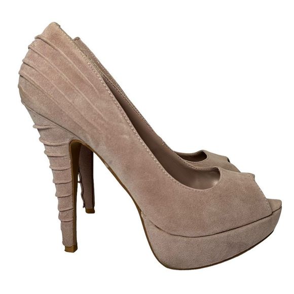 Taupe Open Toe High Heels Charlotte Russe Womens Size 7 - Picture 4 of 12